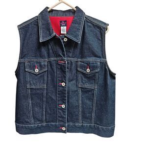 BUM Equiptnent Jeans Denim Vest Blue Size XL Vintage 90s